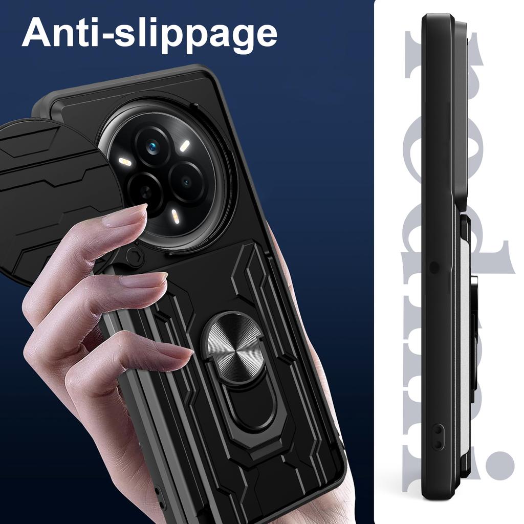 For Realme 14 Pro 5G Case PC+TPU Kickstand Phone Back Cover with Camera Slider