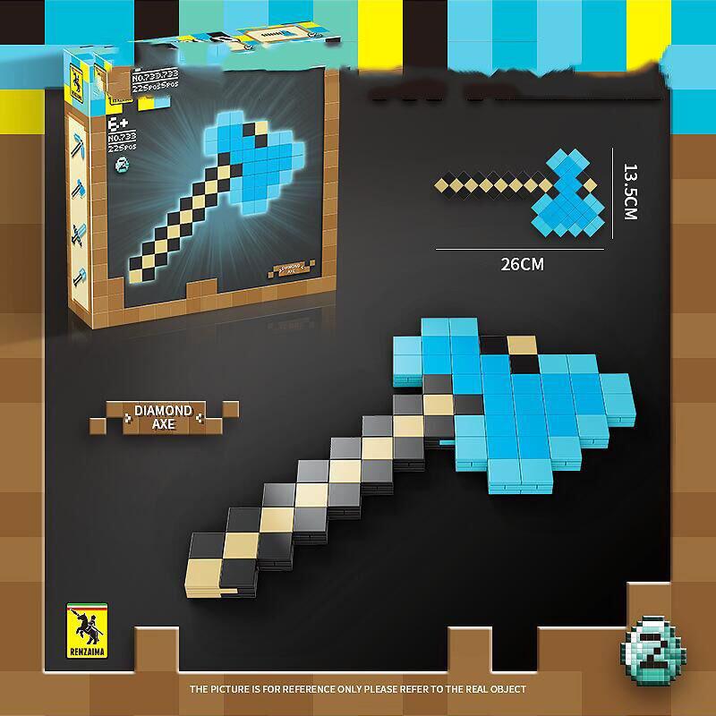 Kids World Bow Arrow Diamond Sword Pickaxe Axe Building Blocks Toy Game Weapon Props for Boys