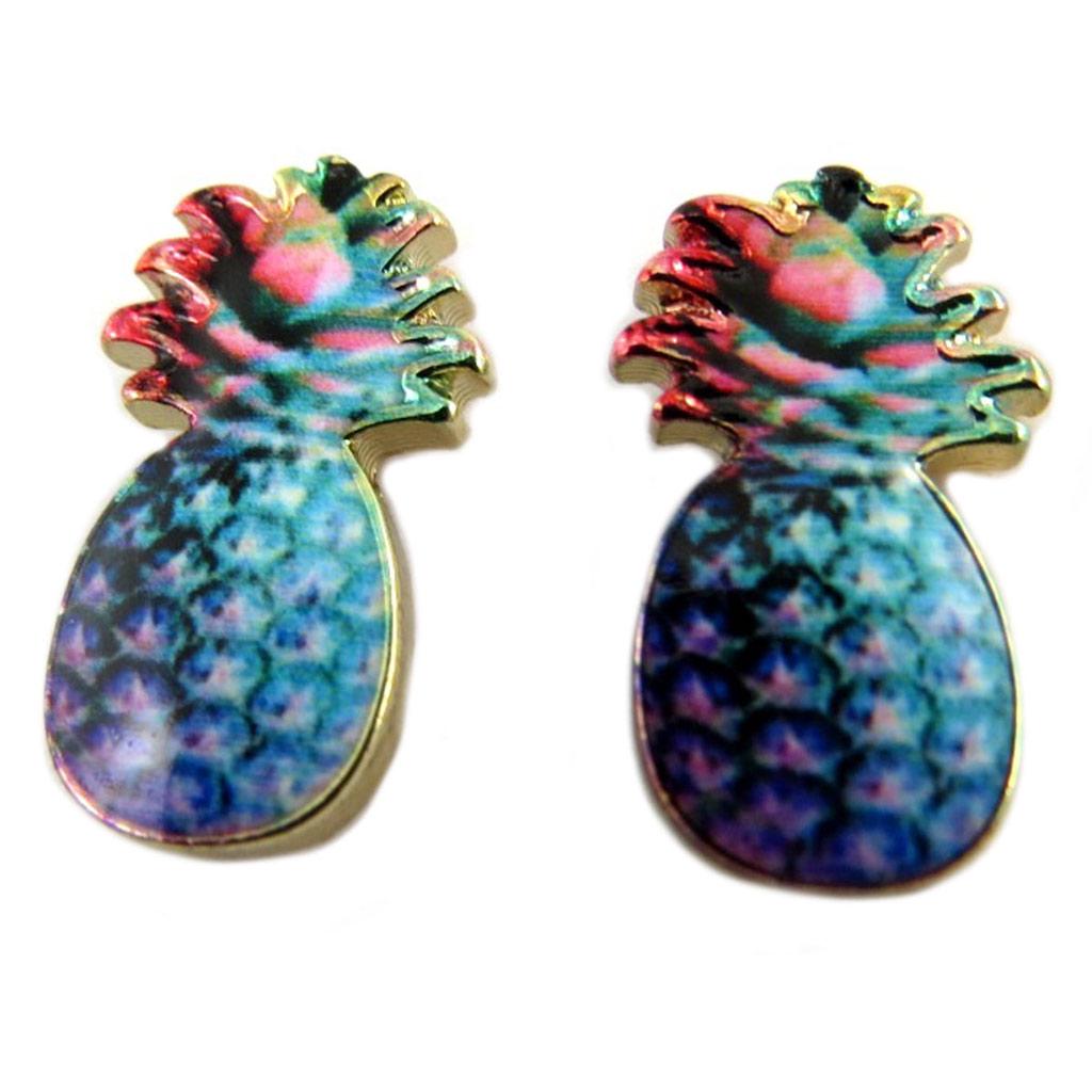 Les Trésors De Lily [P7008] - Blue 'Pineapple' Designer Earrings - 15x8 Mm