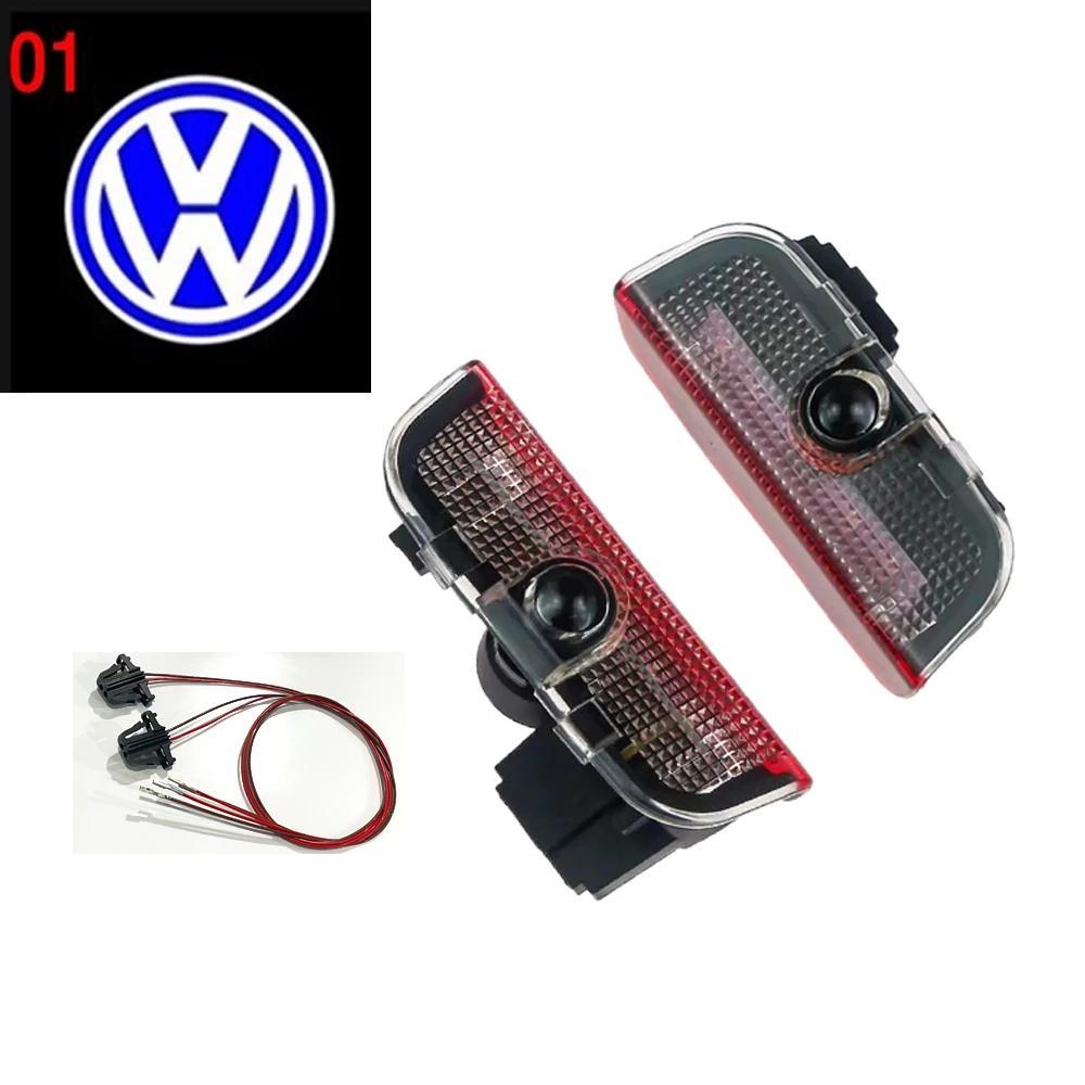 For VOLKSWAGEN VW 2PCS Led Car Door Welcome Lamp Laser Projector Logo Night Light For VW Volkswagen Golf Sagitar Phideon Touareg