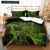 Green Jungle Theme King Queen Full Duvet Cover Forest Trees Bedding Set Natural Landscape Quilt Cover Polyester Comforter Cover