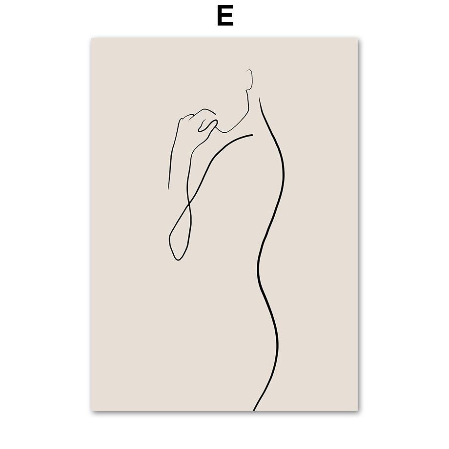 Зеленый лист, абстрактные линии тела, лица девушки, скандинавские постеры и принты, холст, живопись, настенные художественные картинки для гостиной, домашний декор