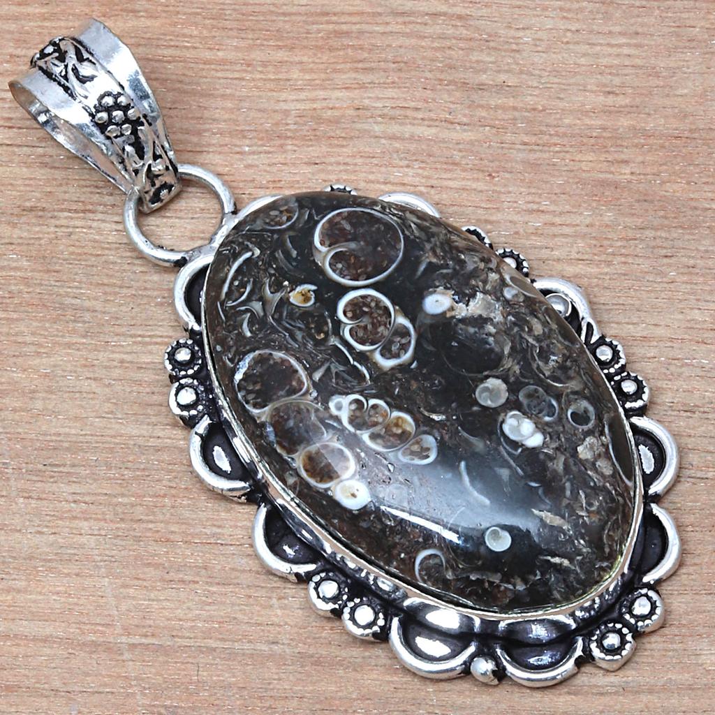 Pendant Turtella Jasper Gemstone Valentine'Day Gift Silver Jewelry 2"