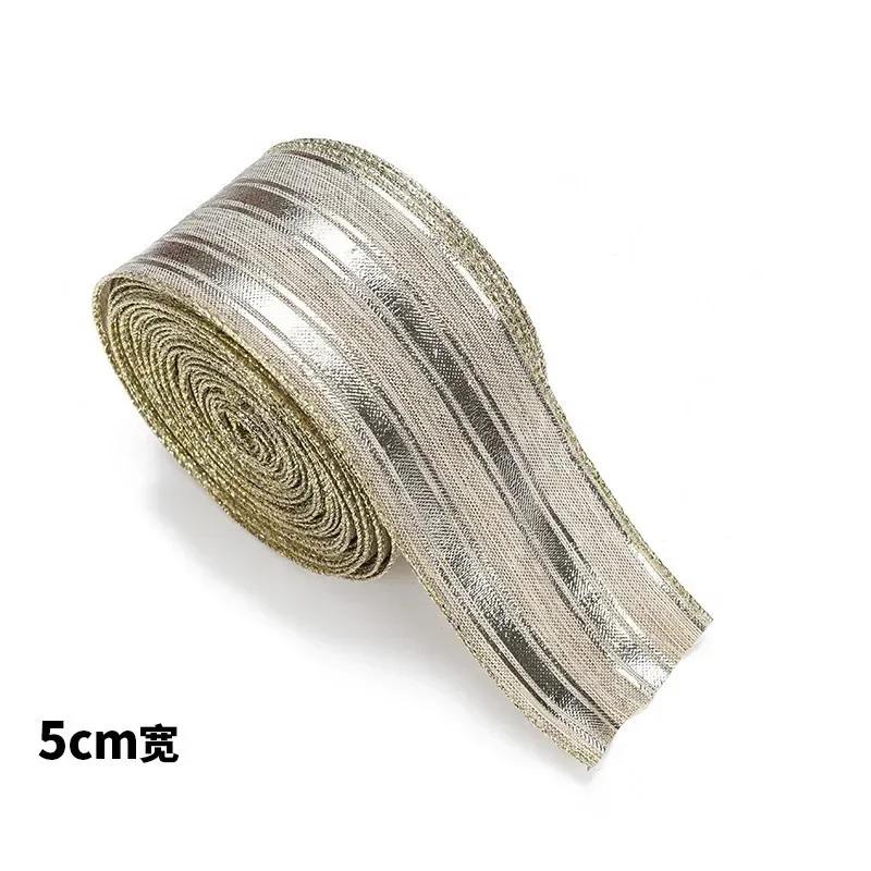 5m Christmas DIY Fabric Ribbon Burlap Ribbon With Wired Edge Gift Wrapping Christmas Tree Decor Ribbon DIY Wreath Bows Crafts