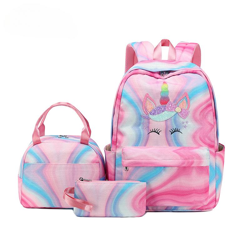 Легкий школьный рюкзак для учащихся начальной и средней школы, градиентный рюкзак с принтом радужного единорога, большой вместительный рюкзак для девочек, сумка для обеда