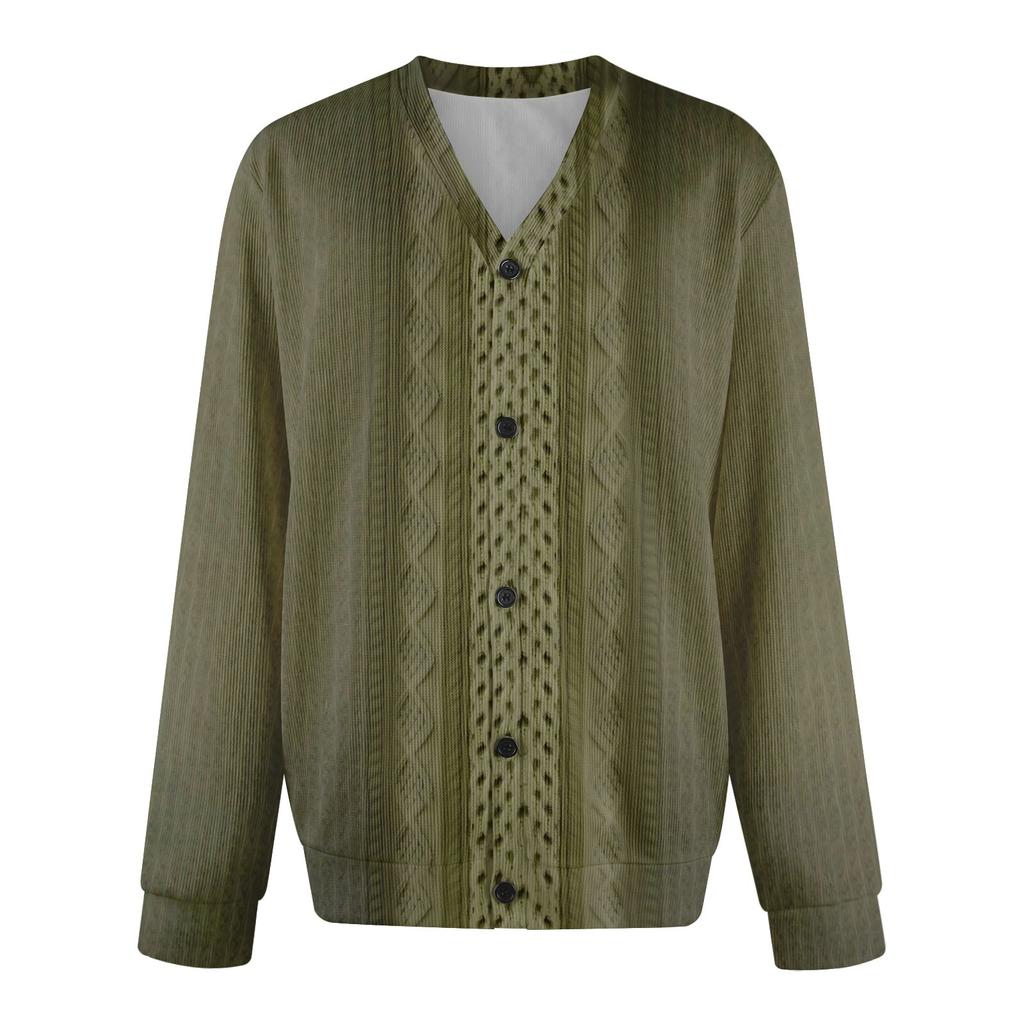 Мужская повседневная однобортная модная куртка-кардиган с длинными рукавами на пуговицах