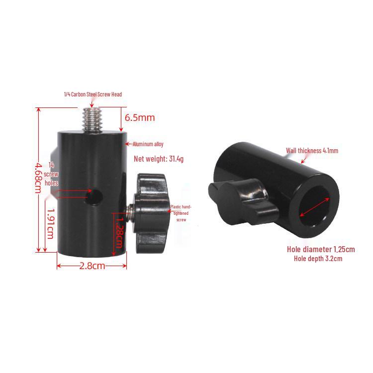 Live Broadcast Photography Light Stand Adapter – 1/4" Screw Tripod Bracket for Background and Horizontal Pipe Conversion.