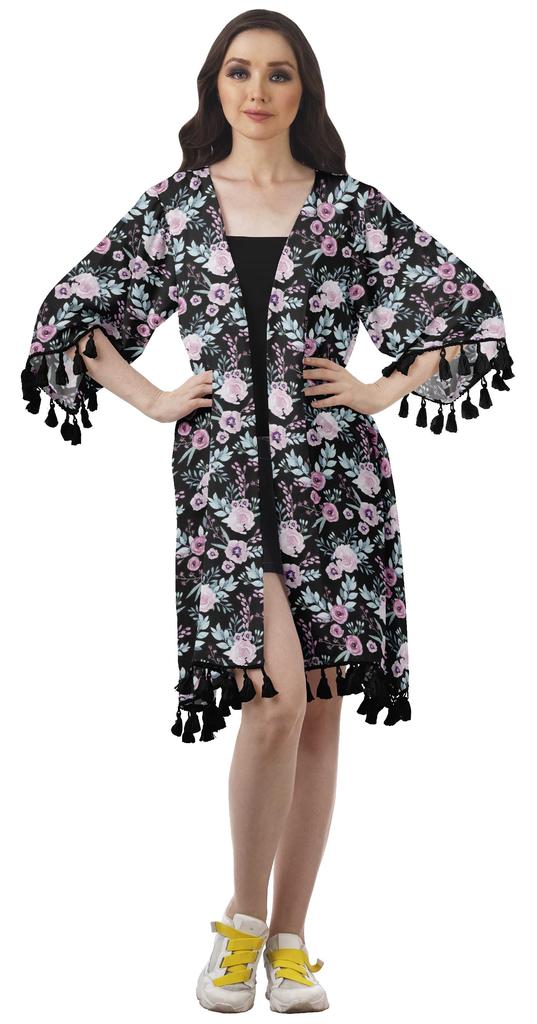 Moomaya Пляжная накидка из жоржета с открытыми плечами и принтом 3-4