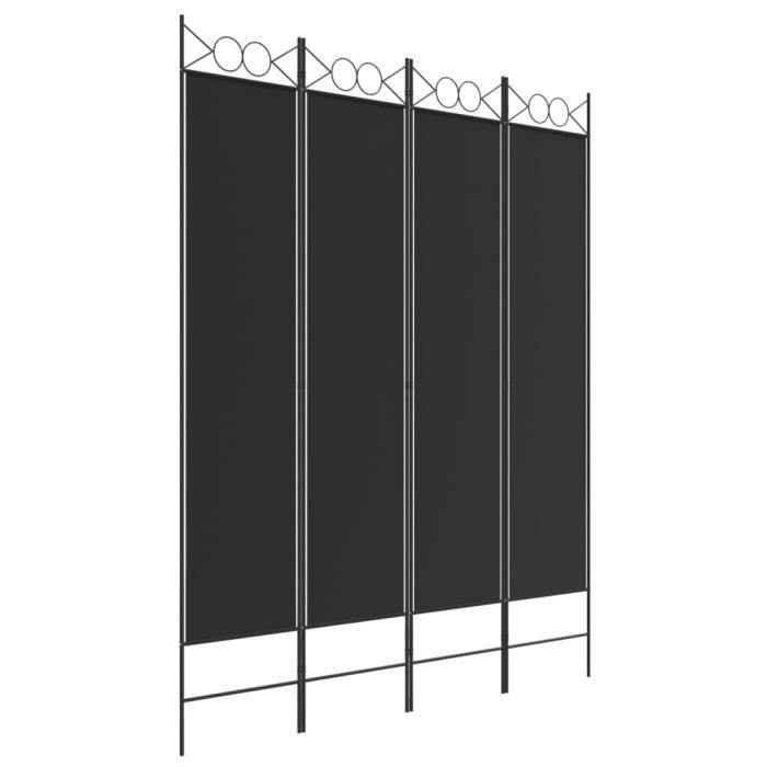 350153 vidaXL Room Divider 4 Panels Black 160x200 Cm Fabric