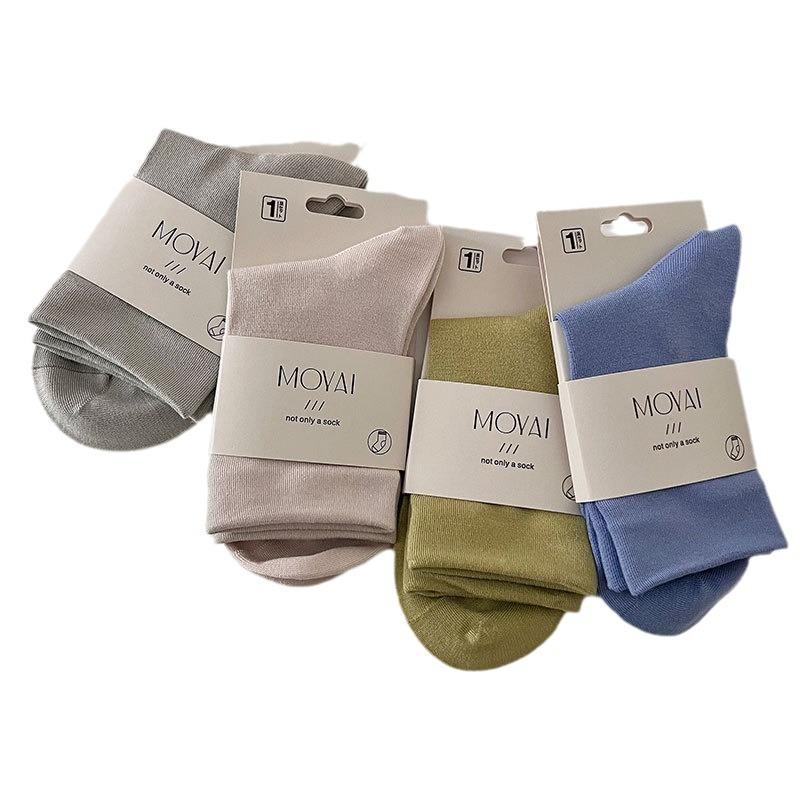 Spring And Autumn Lycra Fabric Mid-Leg Socks Solid Color Loose Lip Couple Casual Socks Soft And Comfortable Socks