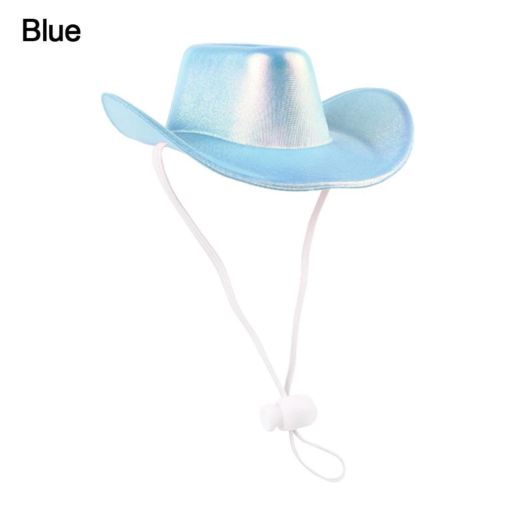 Регулируемая ковбойская шляпа для питомца, блестящая кепка для защиты от солнца, прочная шляпа-козырек для кошки, костюм для питомца