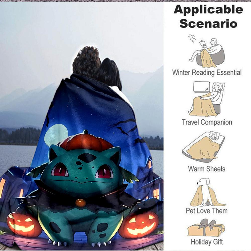 1pc Pokémon Blanket Lightweight Flannel Blanket Throw Blanket For Sofa, Bed, Travel, Camping, Livingroom, Office, Couch