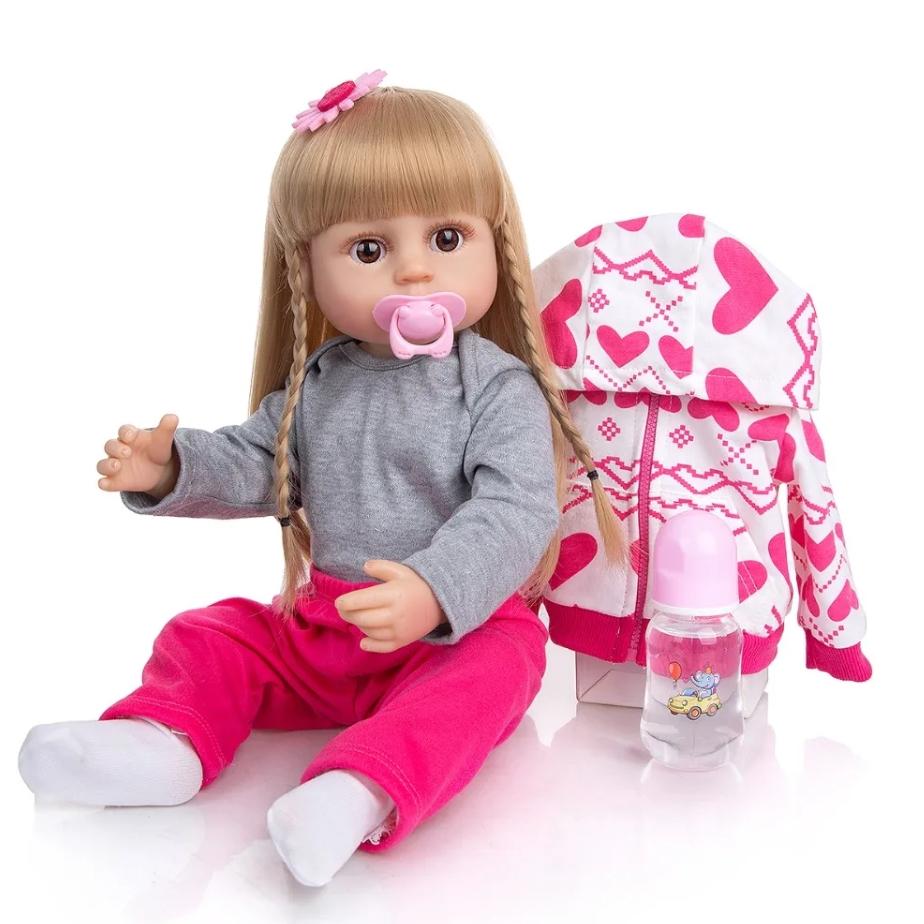 55 см кукла Bebe Reborn для маленьких девочек, розовая принцесса, очень мягкая силиконовая красивая кукла для всего тела, настоящая сенсорная игрушка, подарки