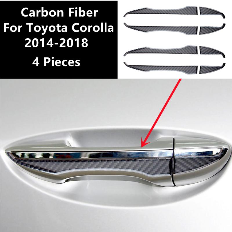 Carbon Fiber Car Interior Door Handle Windows Control Panel Armrest Cover Trim Decal Stickers For Toyota Corolla 2014 Auto