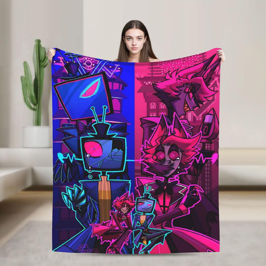 Cartoon H-Hazbin HotelS Flannel Blanket Winter Warm Soft Bedding Throws for Child Home Decor Funny Bedspread Sofa Bed Cover