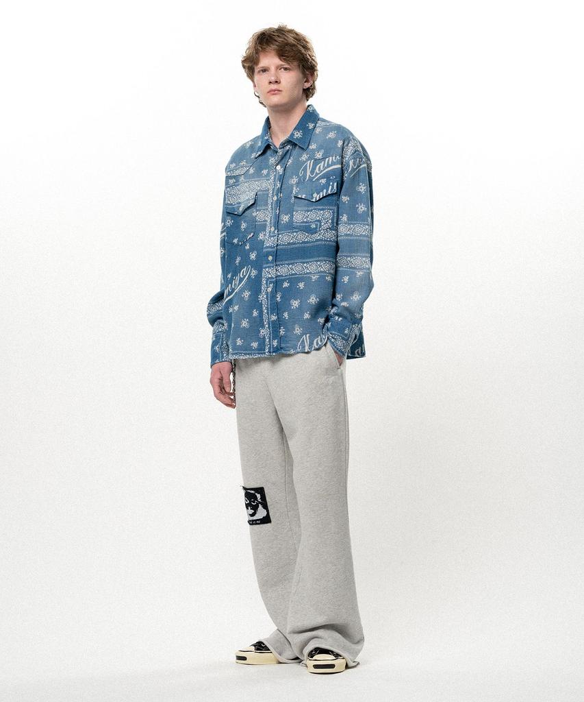 KAMIYA Girl Patch Bootcut Sweat Pants - Gray