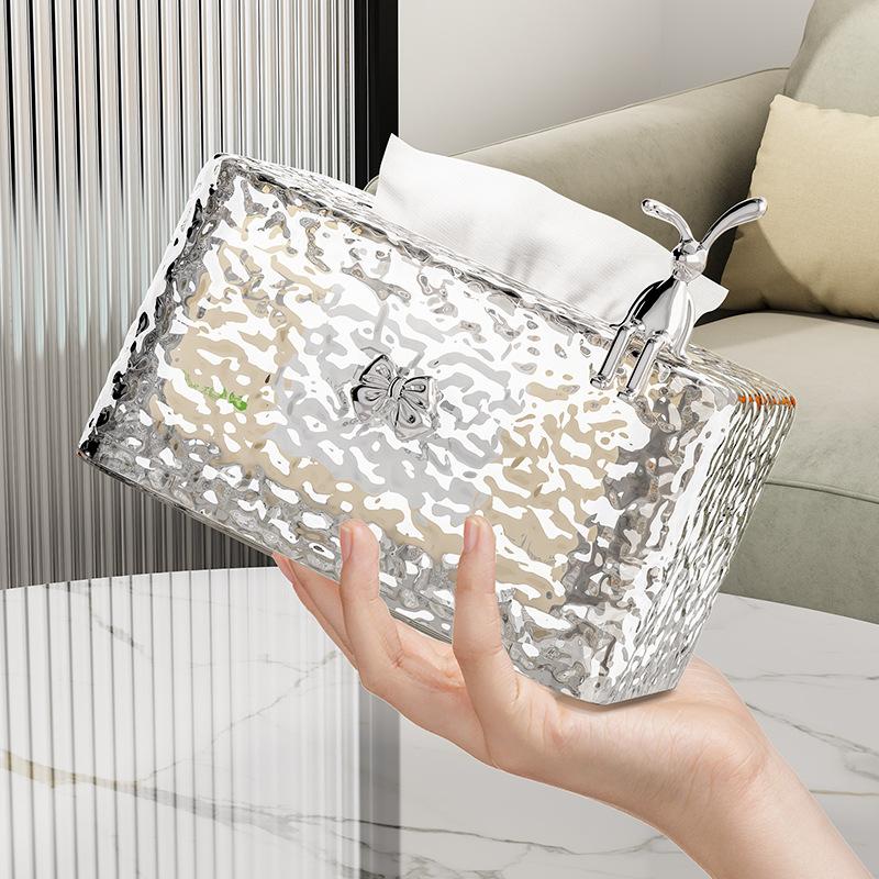 Коробка для салфеток с эффектом водной ряби, прозрачная коробка для салфеток с узором ледника, для домашнего журнального столика, пластиковая коробка для хранения салфеток