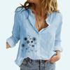 Women Fashion Flroal Print Buttoned Shirt Ladies Casual Long Sleeve Linen Top Spring&summer Thin Blouse