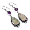 Natural Orange Seraphinite, Amethyst 925 Sterling Silver Earring 2.48" G2d39