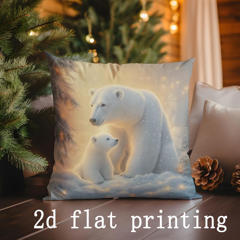 Домашний Декор Милые Белые Медведи Рождественская Подушка Подходит Для Дивана Спальни Автомобиля Наволочка Подушка Прямоугольная Подушка Для Спины