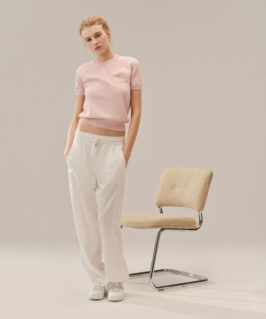 LACOSTE Женский легкий хлопковый свитер с коротким рукавом Af5025-56G Ady