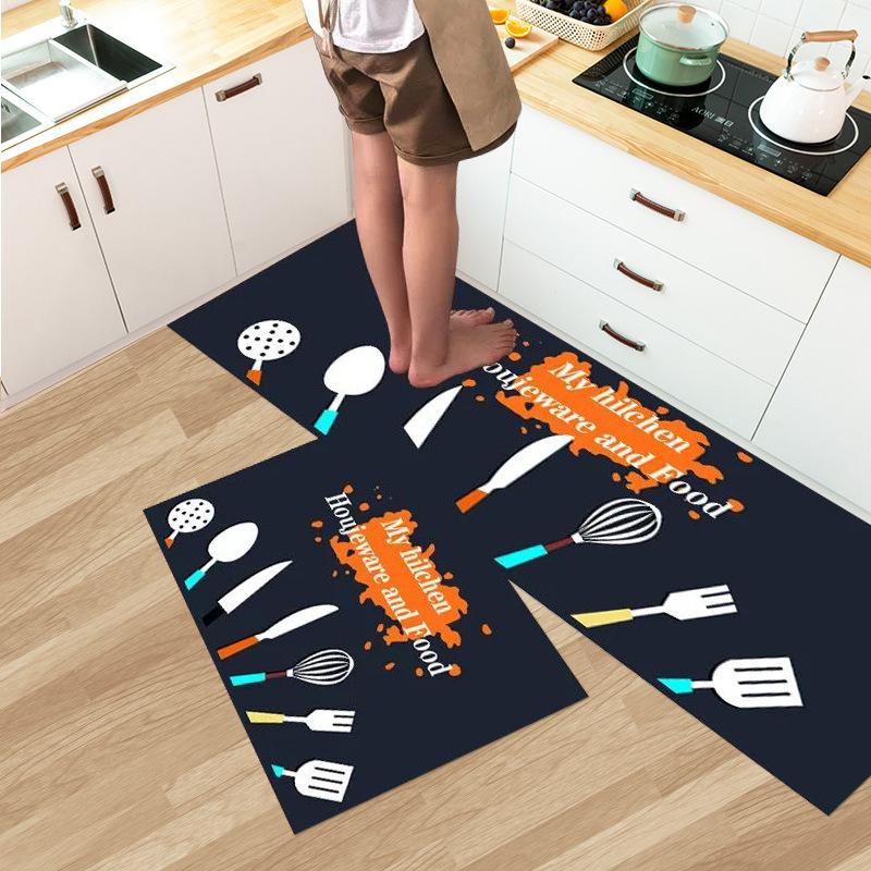 Fashion Simple Nordic Soft Kitchen Rug Anti-Fatigue Kitchen Rug Waterproof Non-Slip Rugs Set Runner Rug Bedside Rug Absorbent Carpet For Kitchen