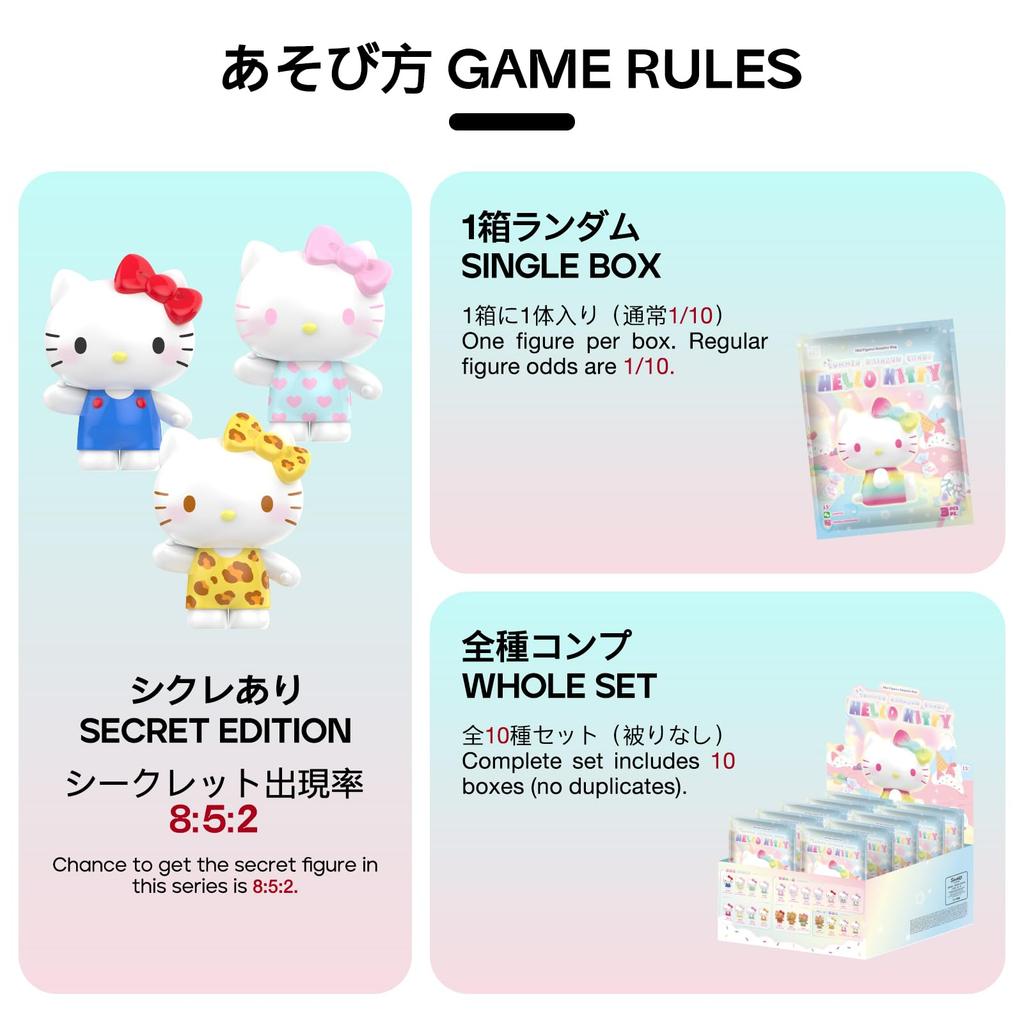 TOP TOY Hello Kitty Летняя Радужная Конфетная Серия [3 штуки] Гашапон Фигурка Сюрприз Мягкий Винил ПВХ Премиум Игрушка Подарок на День Рождения SANRIO Персонаж Sanrio