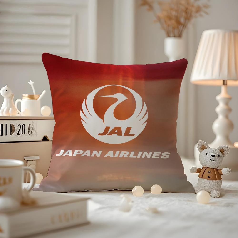 Japan Airlines Чехол для подушки Противопылевой наволочка Невидимая молния Шелковистый короткий плюш Чехол для диванной подушки