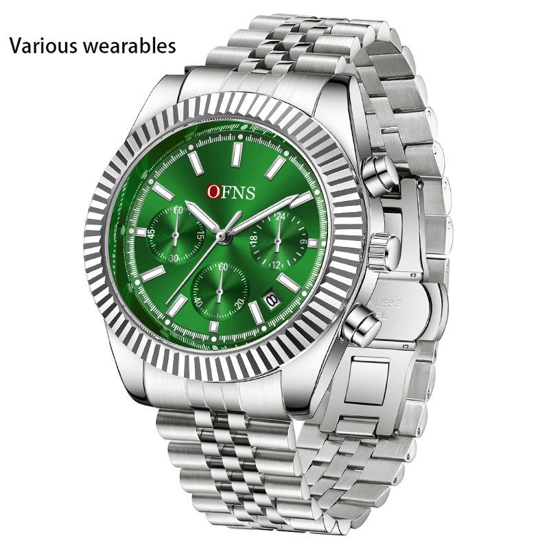 Новые мужские часы Business Three-eye Six-pin Quartz Watch Luminous Calendar Waterproof Men's Watch