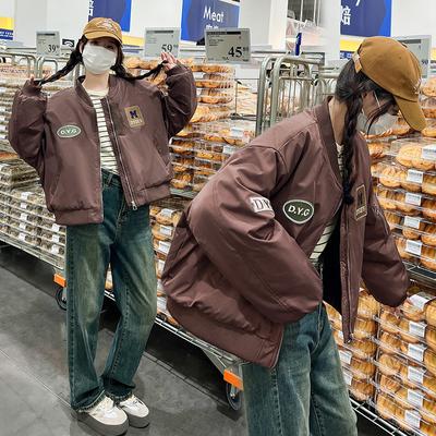 Американская хлопковая куртка женская 2025 новая зимняя короткая студенческая парная бейсбольная форма стеганая куртка стеганая куртка-авиатор куртка