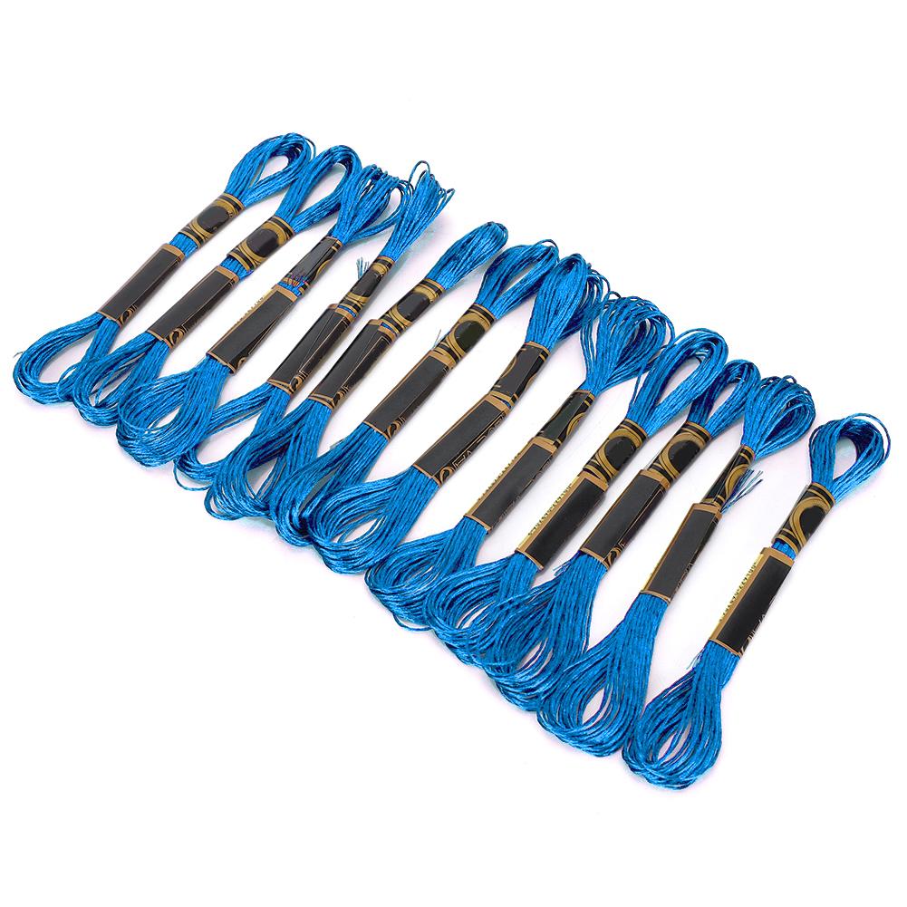 24 шт. Нитки для вышивания крестом Вышивка Глянцевая синяя Плетеная нить Пряжа ручной работы Хлопковые мотки