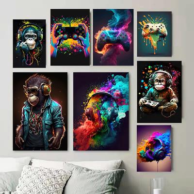 Акварель крутая обезьяна наушники диджей музыкальный постер и печать холст картина животное настенные художественные картины для гостиной домашний декор