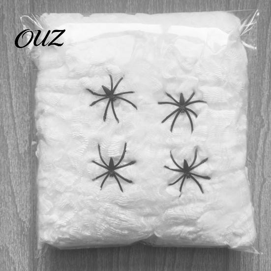 Reusable Spider Web Halloween Glow-in-the-Dark Web, 20/40/60/100/120/200/300g Luminous with Mini Spiders, Artificial Webbing Decor for Holiday Party,