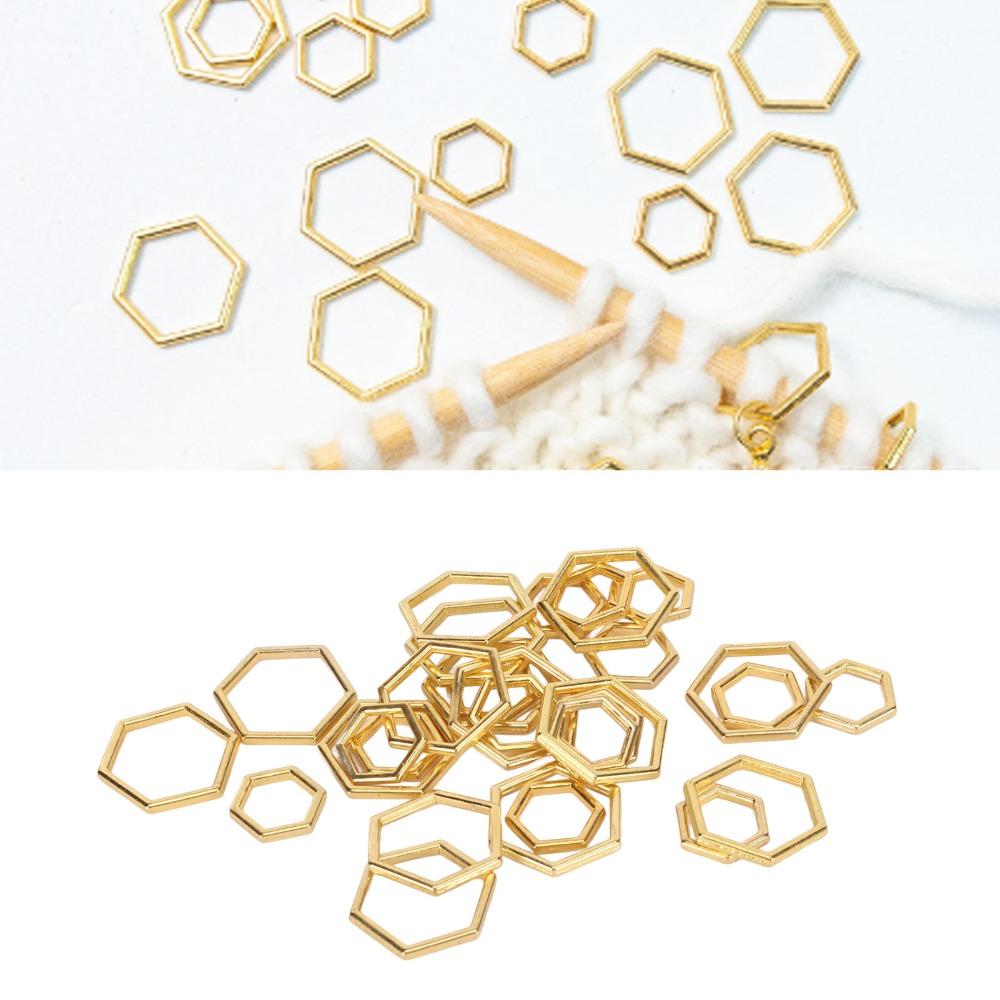30Pcs Hexagonal Shape Crochet Stitch Markers Zinc Alloy Stitch Marker Rings For DIY Craft