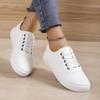 2024 Новая модная однотонная женская спортивная обувь с круглым носком, удобная верхняя одежда, универсальная женская обувь на плоской подошве с мелким кружевом