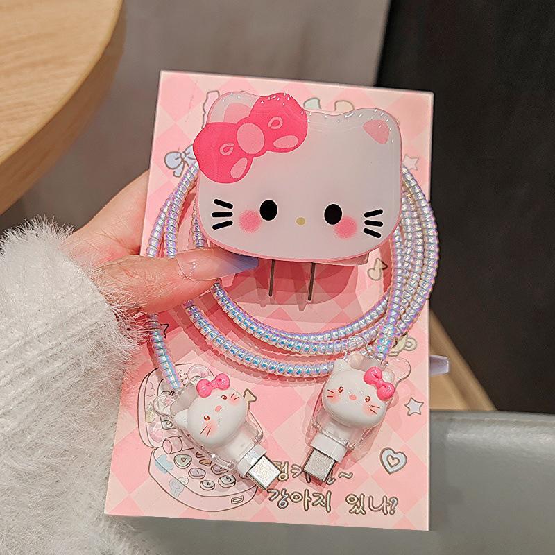 Hello Kitty Защита для зарядного кабеля и данных Чехол-протектор для Apple iPhone 18/20W Защита зарядки Защита от переломов Набор органайзеров для кабеля данных