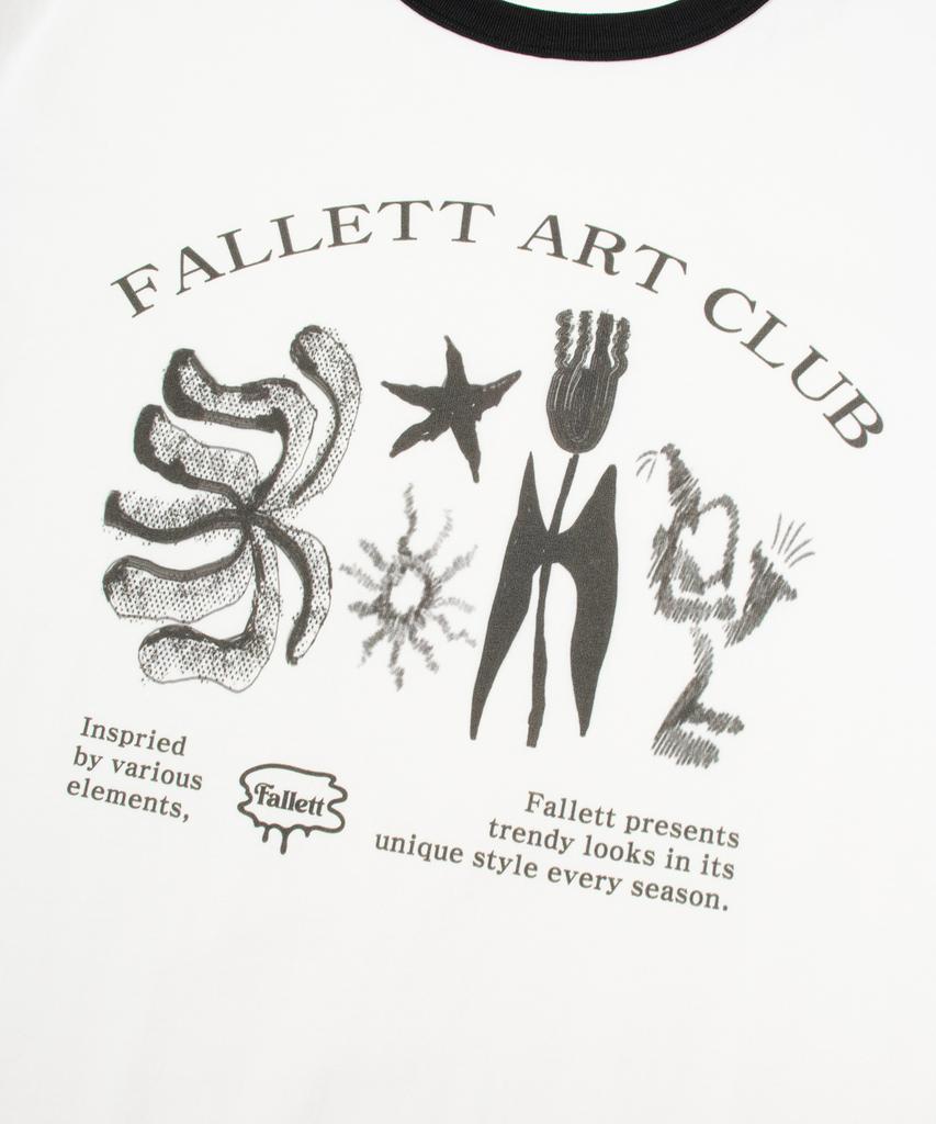 FALLETT Арт-клуб Футболка с коротким рукавом в стиле рингер Белая