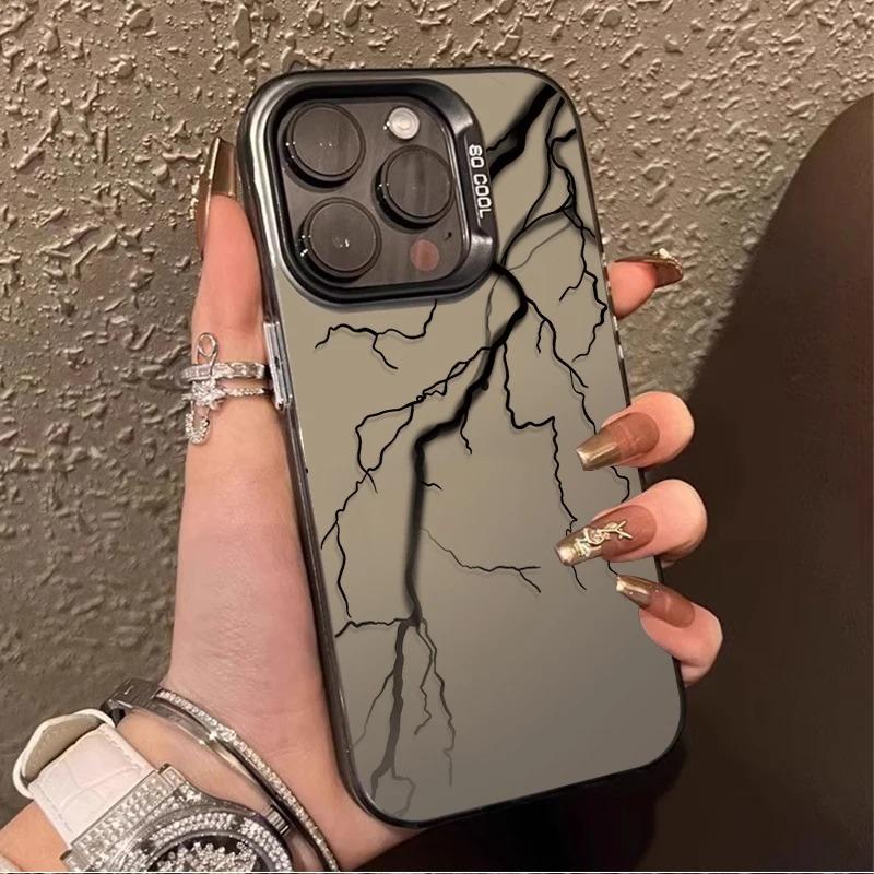 Роскошный матовый жесткий чехол с графикой «Молния» для iPhone 16 15 14 13 12 11 Pro Max XS X XR 8 7 Plus Ударопрочная покрытая крышка
