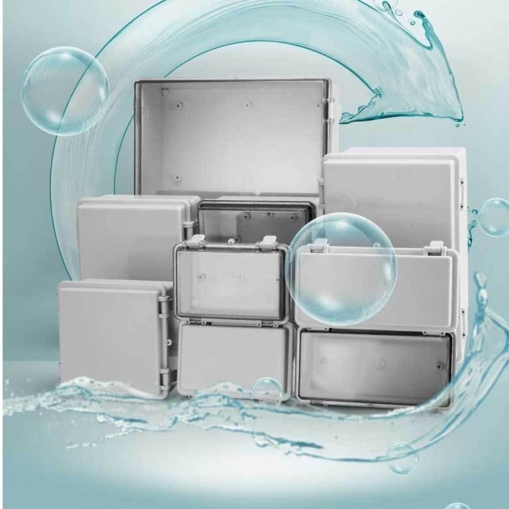 Outdoor Sealed Electrical Plastic Enclosure ABS IP66 Waterproof Power Junction Box with Hasp Transparent Cover Distribution Box