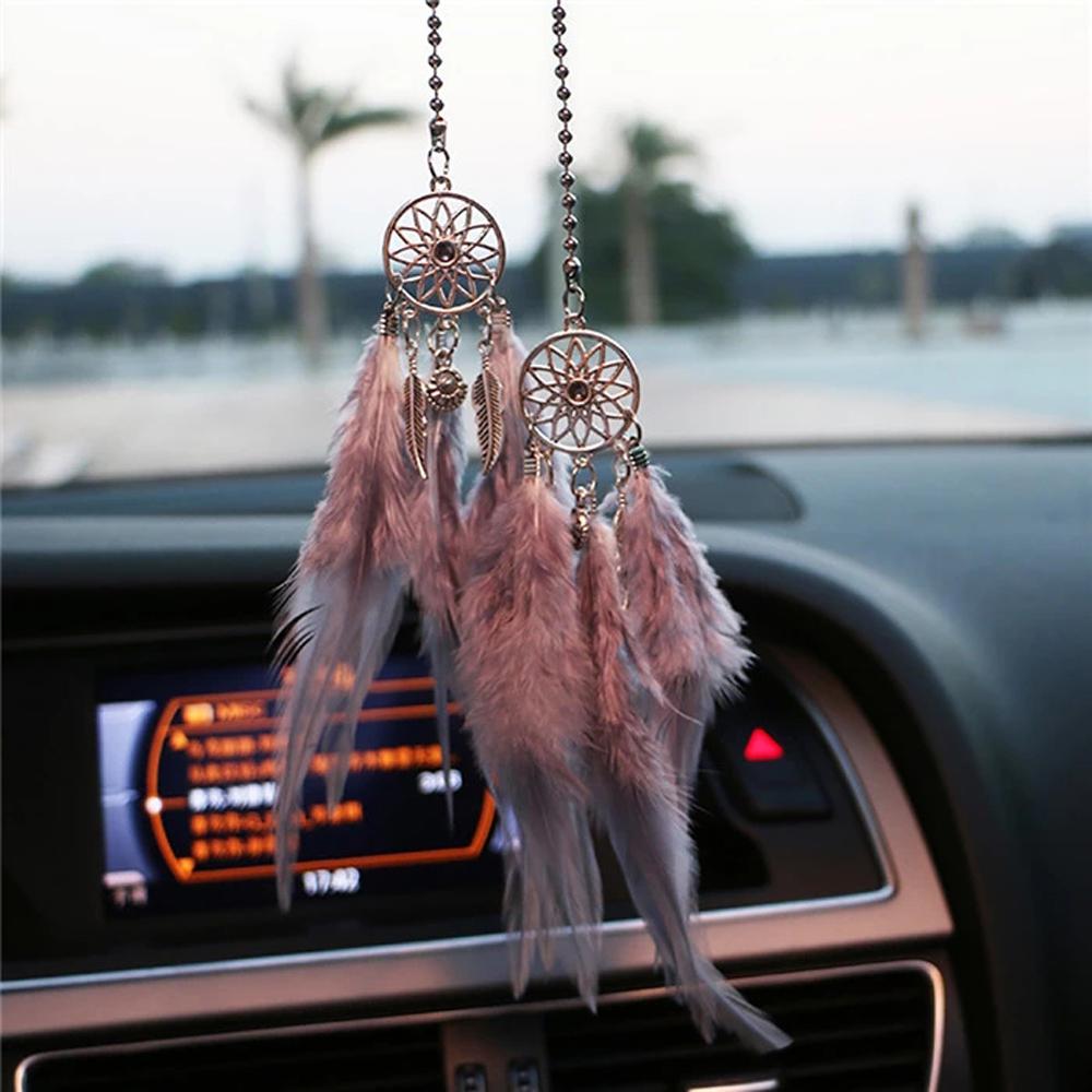 Wall Hanging Car Ornament Handmade Dream Catcher Wind Chimes Feather Car Pendant Dreamcatcher
