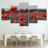 5 шт. пейзаж мать-природа красный цветок мака холст живопись настенные художественные постеры и принты гостиная домашний декор без рамки