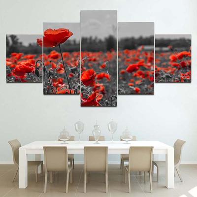 5 шт. пейзаж мать-природа красный цветок мака холст живопись настенные художественные постеры и принты гостиная домашний декор без рамки