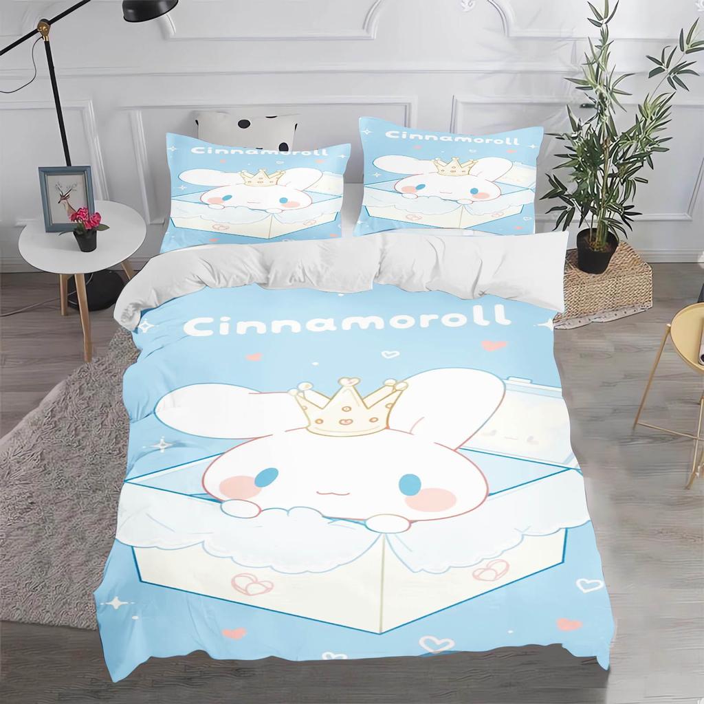 Cinnamoroll MINISO Sanrio Спальня Детский Комплект Постельного Белья Пододеяльник Комфорт Queen С Наволочкой Рождественские Подарки Дом
