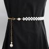 Модный регулируемый акриловый жемчужный пояс для женщин, металлический тонкий пояс-цепочка, цепочки для тела для похудения, ремешки для платья, юбки, эластичный пояс