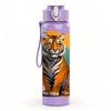 1PC Roaring Tiger Wild Animal Pattern 750ml Color Plastic Sports Water Bottle Leakproof Flip Straw Lid Suitable for Sports Office Home Use
