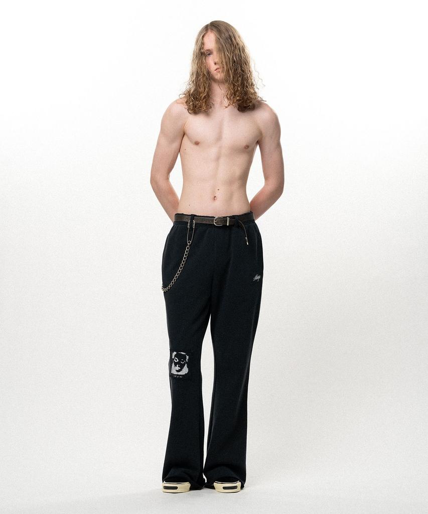 KAMIYA Girl Patch Bootcut Sweat Pants - Black