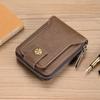 Винтажный маленький мужской кошелек из искусственной кожи, короткий кошелек, мужской клатч с застежкой-молнией, сплошной