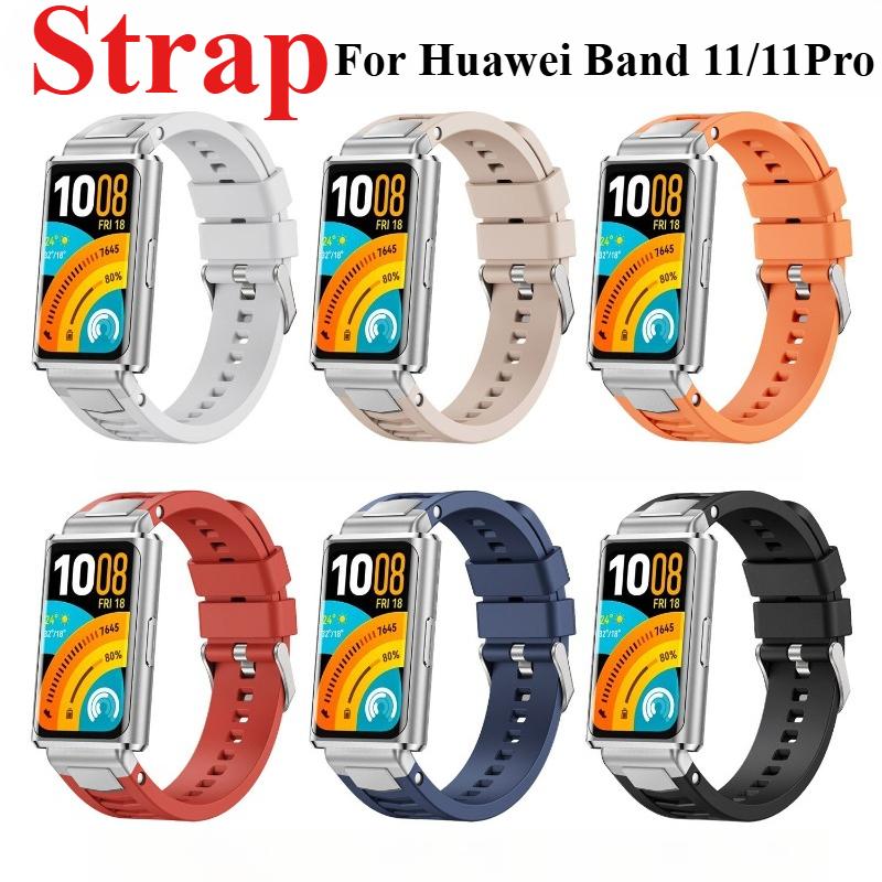 Силиконовый ремешок для huawei Band 11/11NFC Аксессуары Спортивный дышащий Браслет Наручный ремешок ремень pulseira correa для huawei band 11Pro/11ProNFC