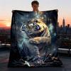 1pc Tiger Crystal Fantasy Throw Blanket Polyester Fiber, Lightweight Flannel, Soft & Warm, All Season Use for Outdoor, Camping Digital Print