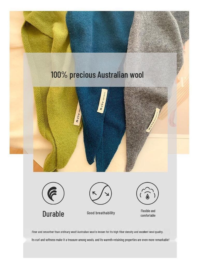 Женский вязаный треугольный шерстяной платок-шаль - Осенне-зимний многофункциональный теплый головной платок